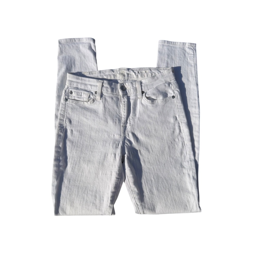7 For All Mankind Womens White Skinny Jeans Size 26 Stretch Denim Slim Fit